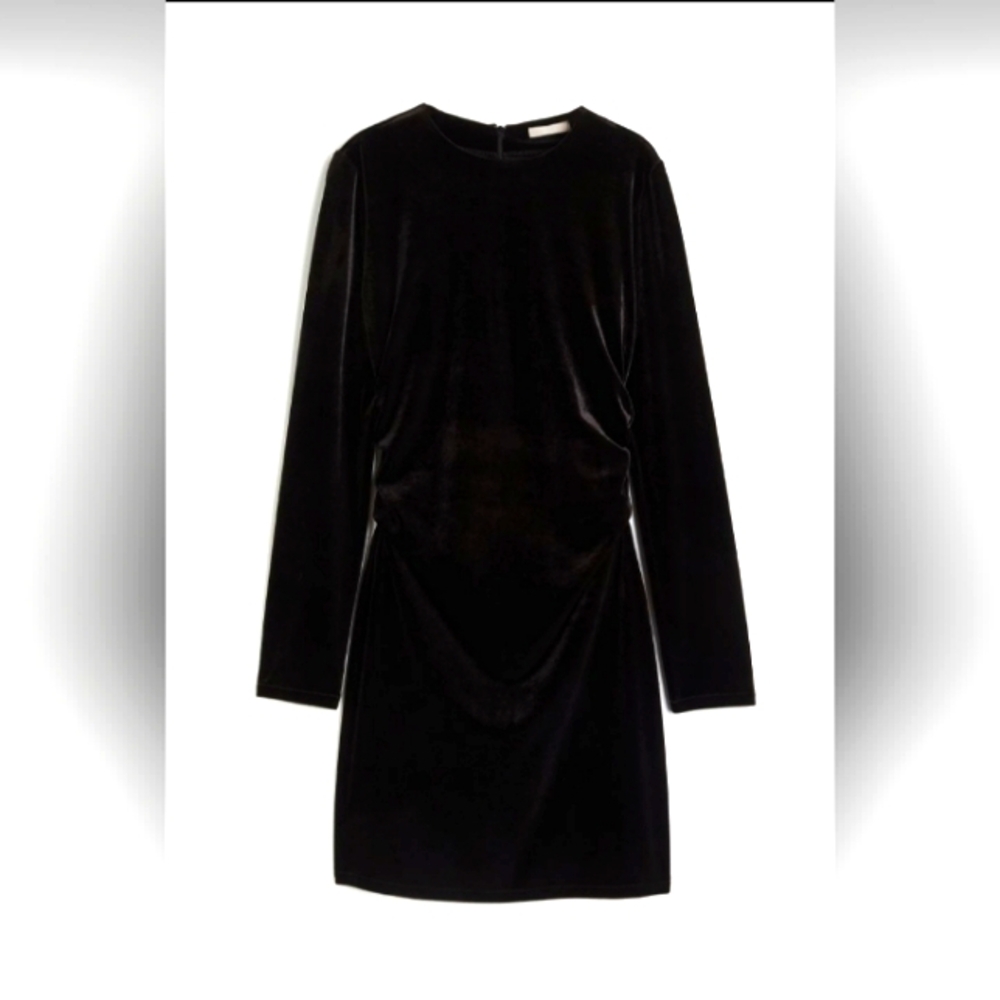 H&M Fitted Black Velour Dress XXL Size 20-22